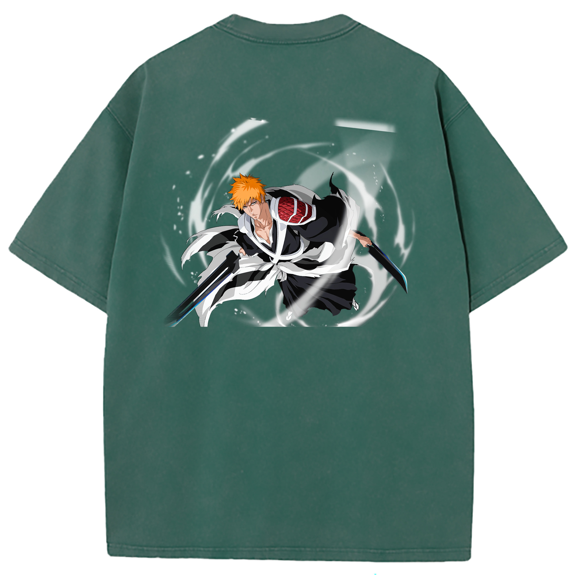 （画像用） ブリーチ 黒崎一護（くろさき いちご）BLEACH Kurosaki Ichigo 綿100% ヴィンテージ風 半袖Tシャツ（背面プリント）